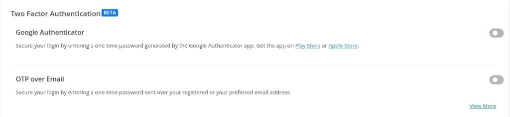 Two factor authentication