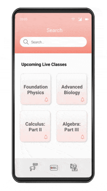 The contextual nudges and walkthroughs used in an ed-tech app to nudge users to set reminders for upcoming free classes