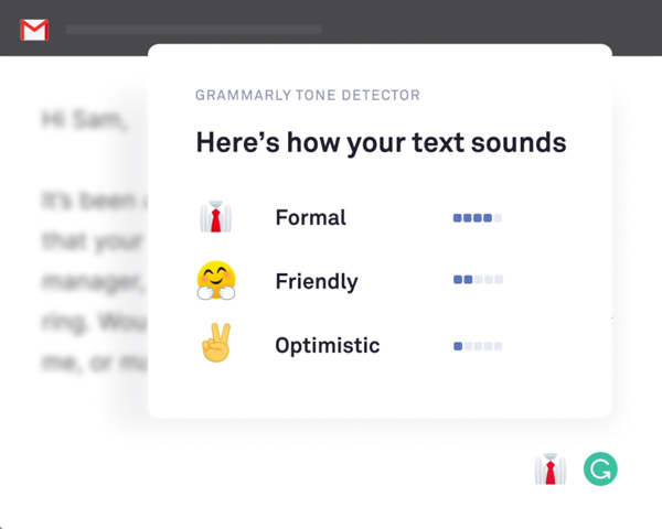 Grammarly seamlessly highlights its emoji feature which helps detect the tone of their content piece for good app onboarding experience