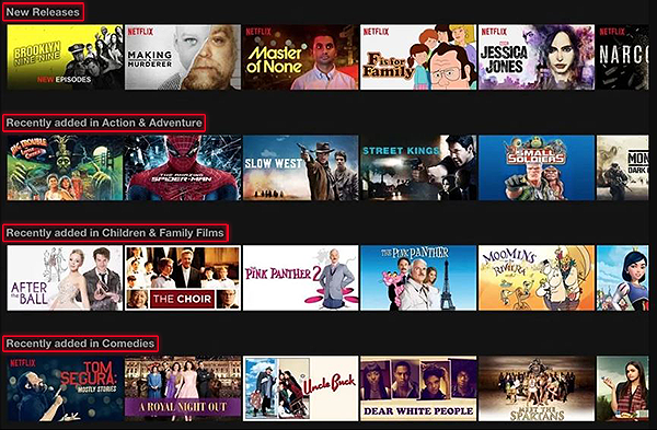 Netflix uses the categorization technique as a psychological trigger  to streamline content as per genres