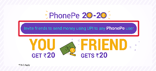  PhonePe provides referral link to its existing users to ‘refer and earn cashbacks’ by bringing new member into the app