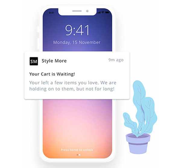 Use Smart push notifications to remind customers of the items in their cart