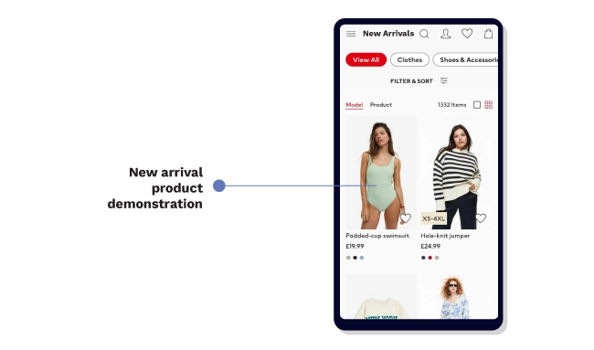 In-app new arrival product recommendations