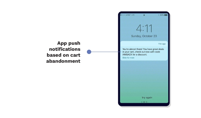 In-app cart abandonment triggers