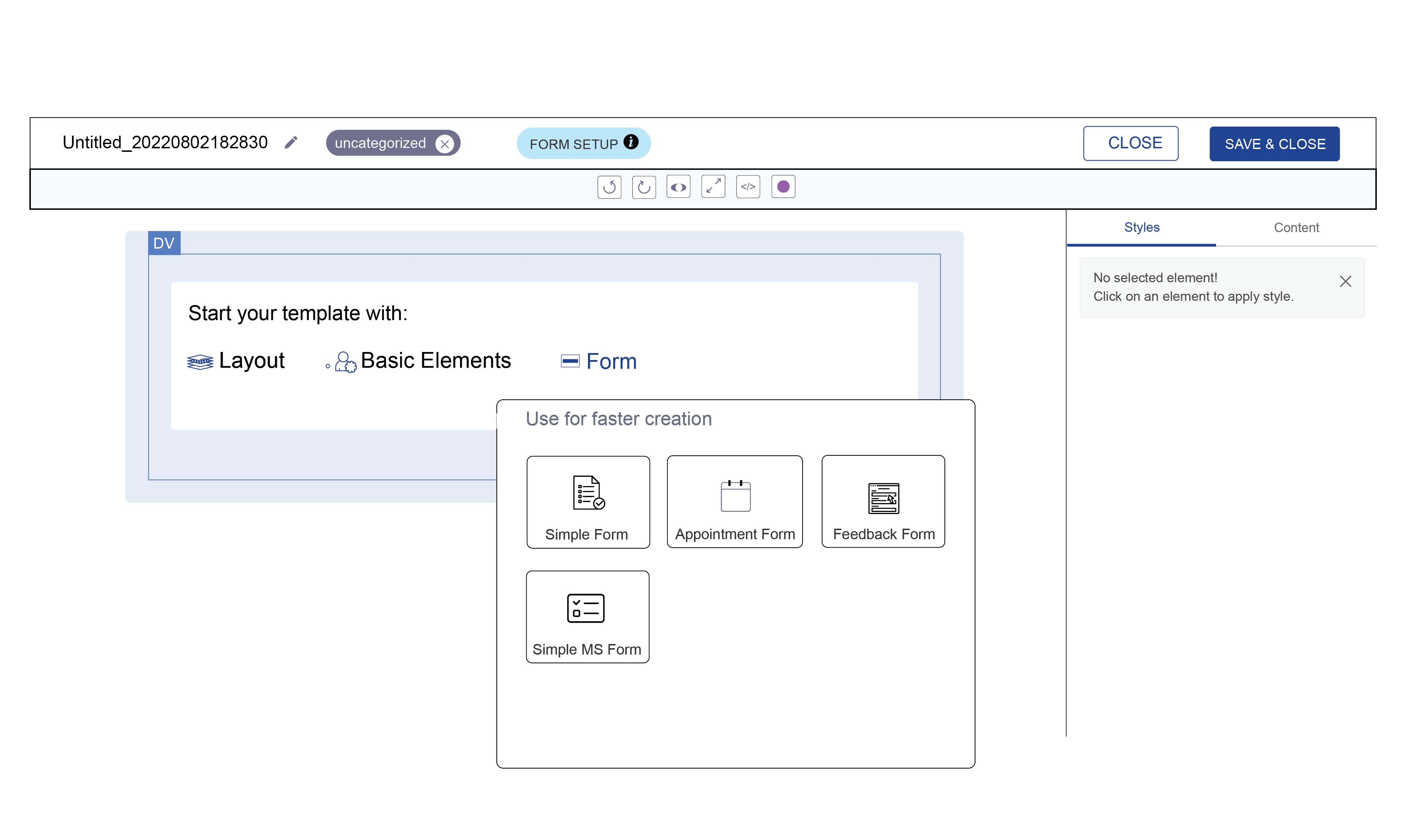 AMP - inbuilt templates