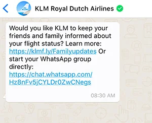 Whatsapp-travel-group-chat-klm