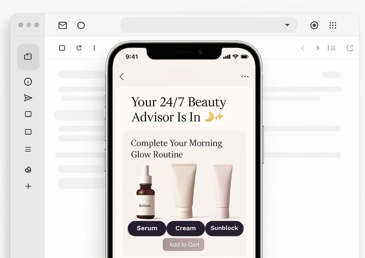 Selections and Routine Builders Inside Shoppable Emails