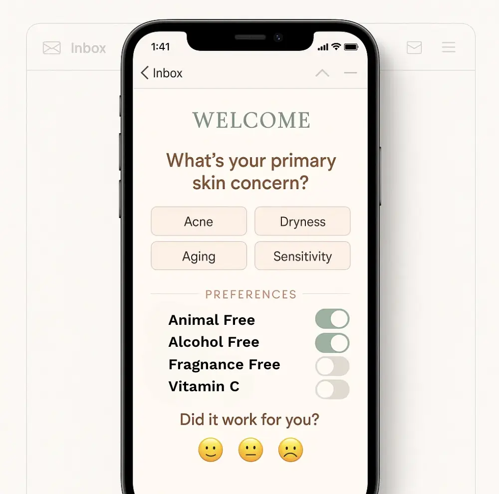 Interactive quizzes inside Shoppable Emails
