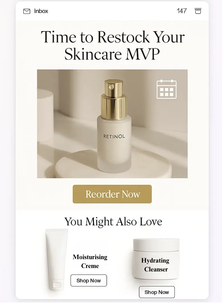 Replenishment reminder email example