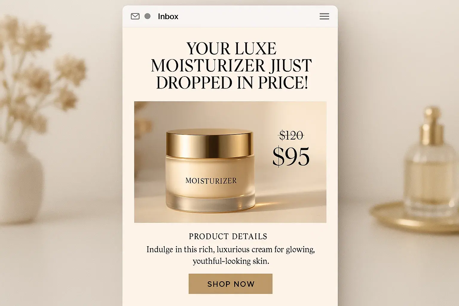 An example of a price drop email