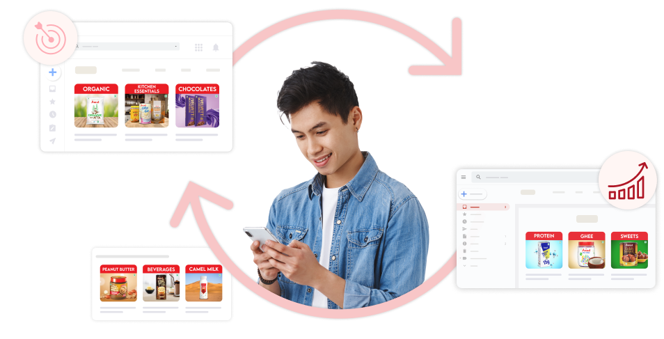 Customer exploring Amul's diverse product categories with AI-powered personalization and analytics