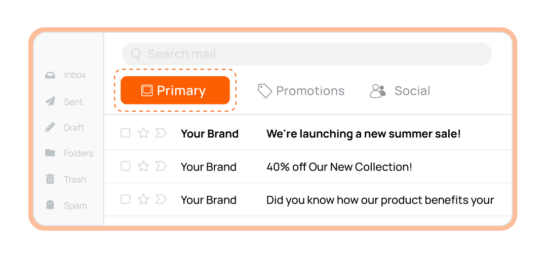 Email inbox showing Primary tab