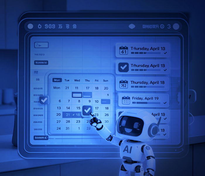 AI robot managing always-on customer journeys and calendar scheduling